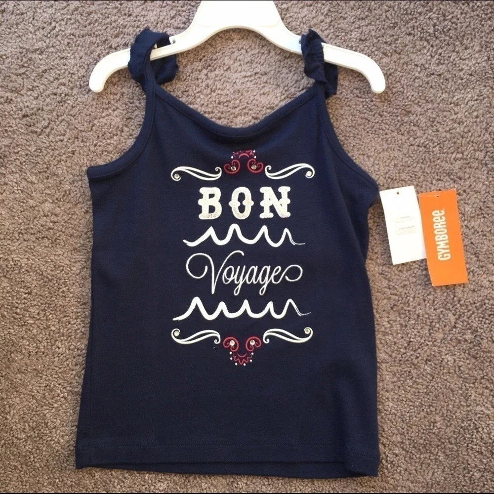 Gymboree Girls Tank Top‎ Bon Voyage Navy Blue Sleeveless Summer Top NWT Size 5